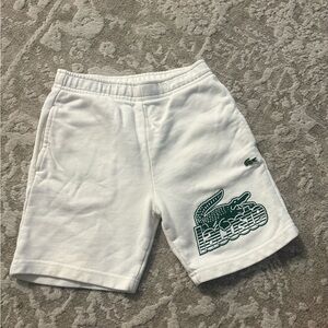 Lacoste Kids White Shorts with Green Logo
